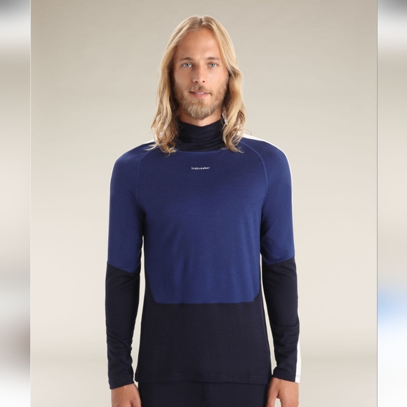 Icebreaker Sonebula Men's Large Blue/Black Mock Neck Long Sleeve 200 Thermal Top - Picture 1 of 6